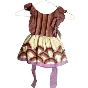 Pleiades Girls Dress Size 12M Pink Ruffle Burgundy Rainbow Shortie Summer Girly